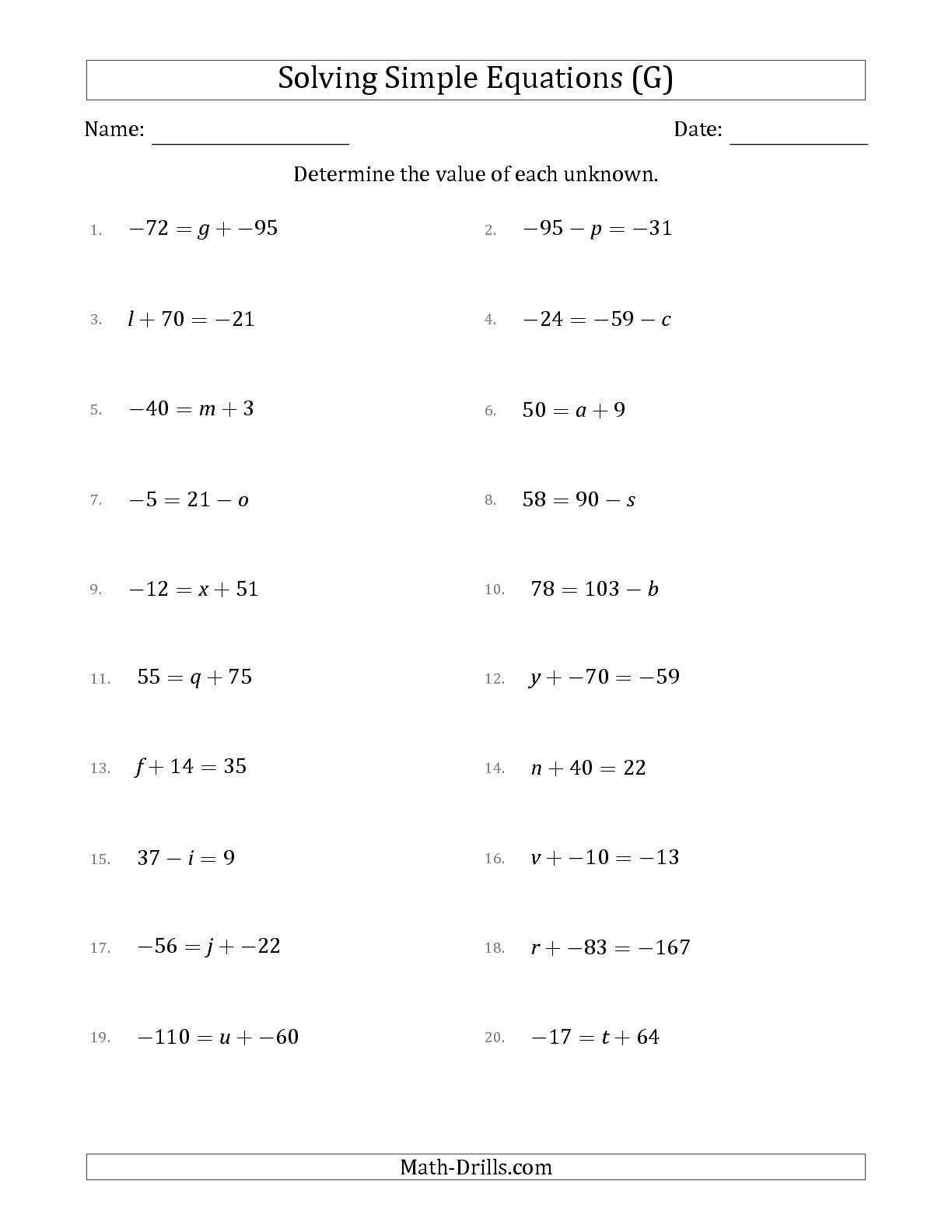 Two Step Equations Worksheet With Answers 39