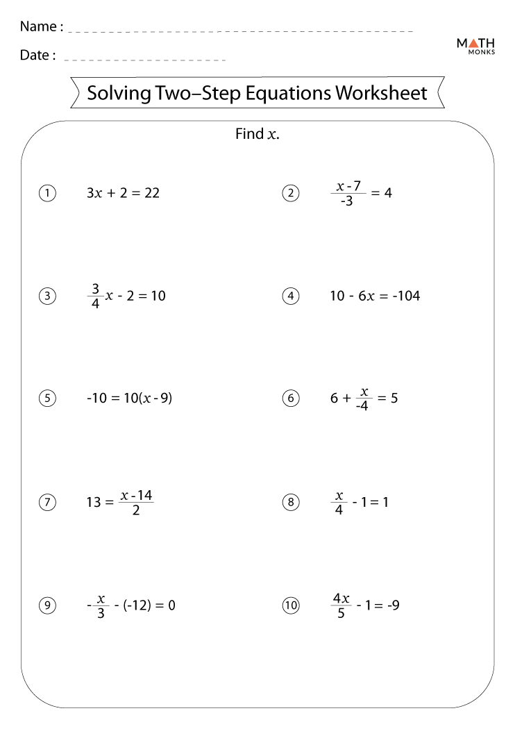 Two Step Equations Worksheet With Answers 41