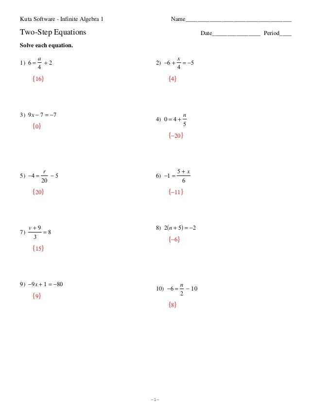 Two Step Equations Worksheet With Answers 44