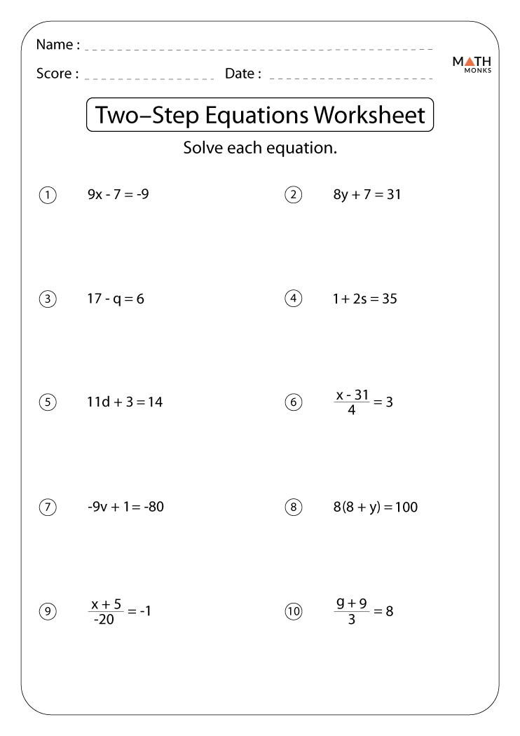 Two Step Equations Worksheet With Answers 47