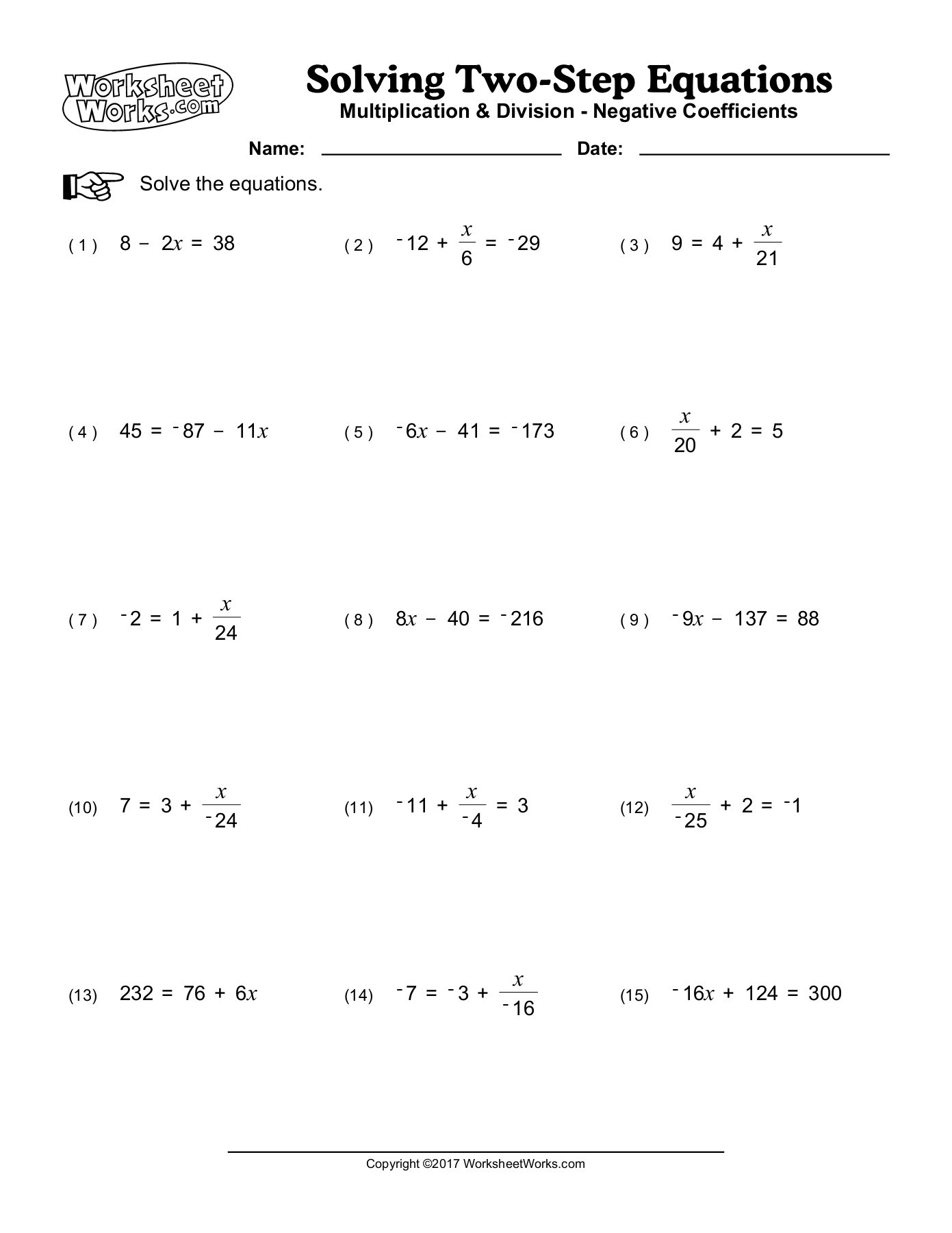 Two Step Equations Worksheet With Answers 49