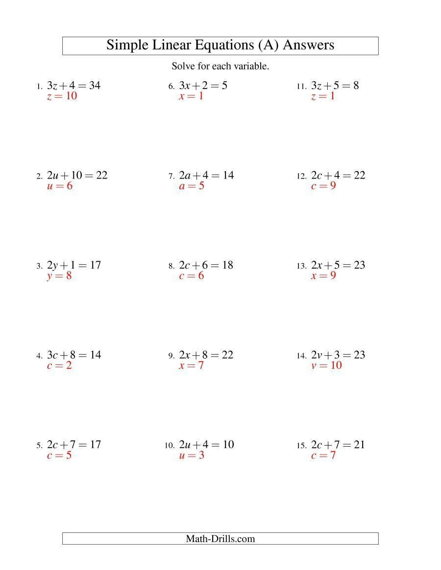 Two Step Equations Worksheet With Answers 50