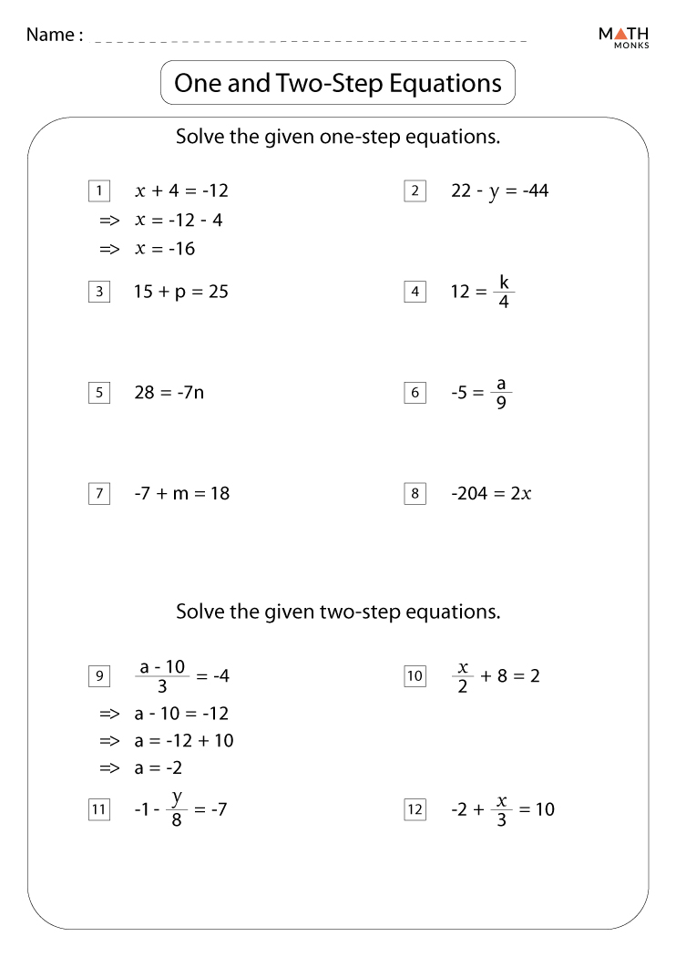 Two Step Equations Worksheet With Answers 9