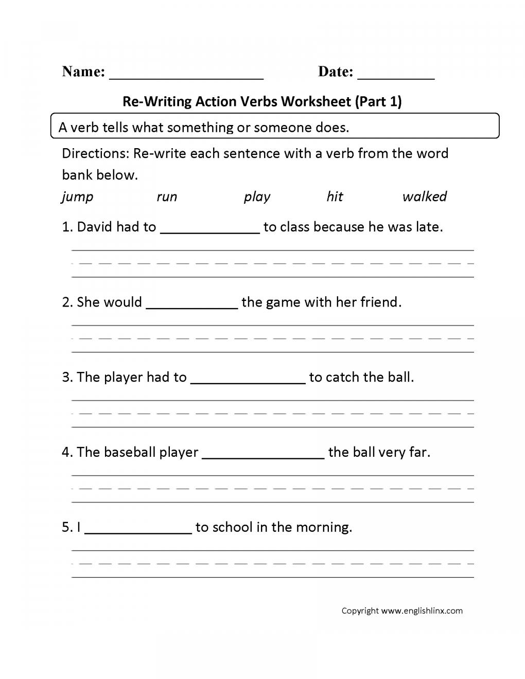 Verb Worksheets 7Th Grade 3