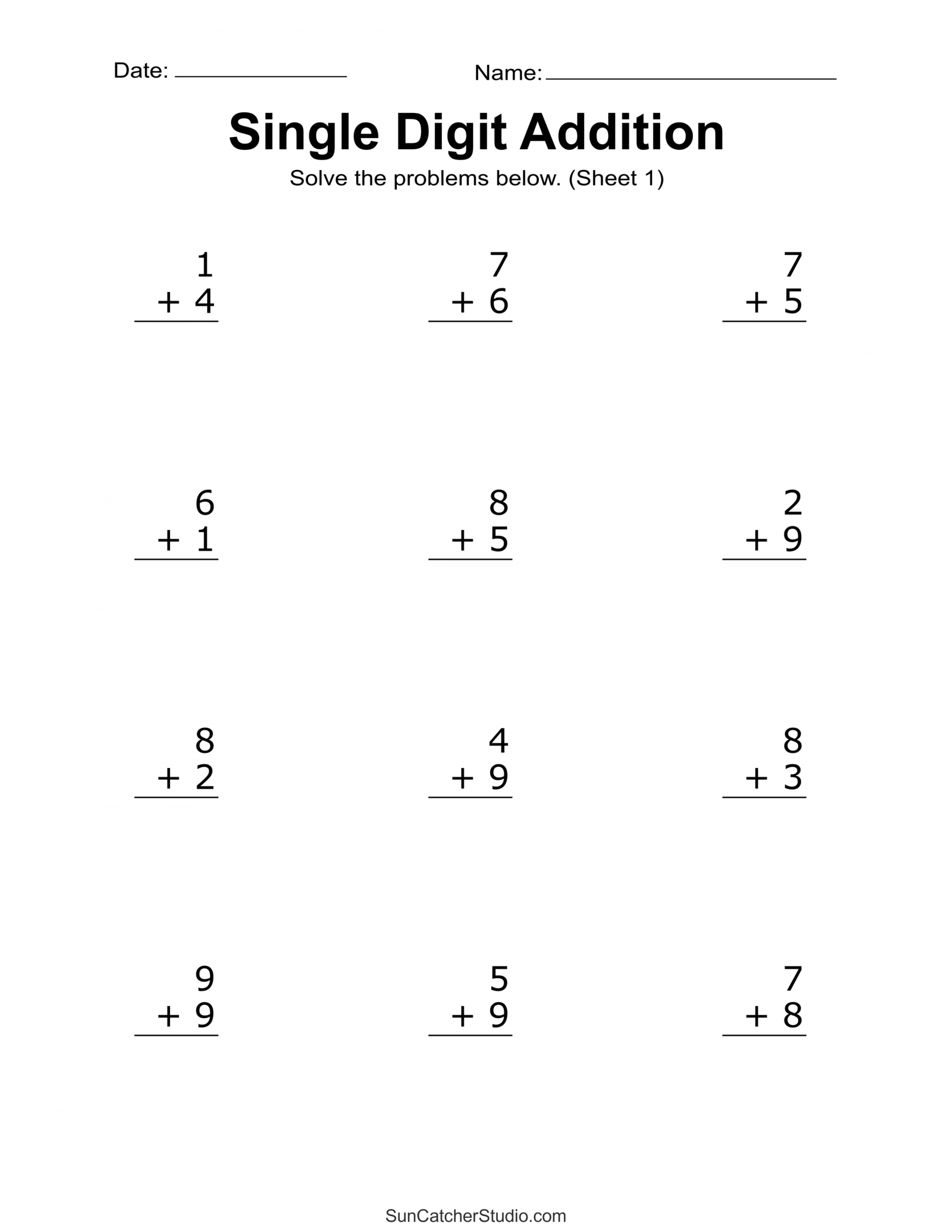 Addition Worksheets (Free Printable Easy Math Problems) – DIY