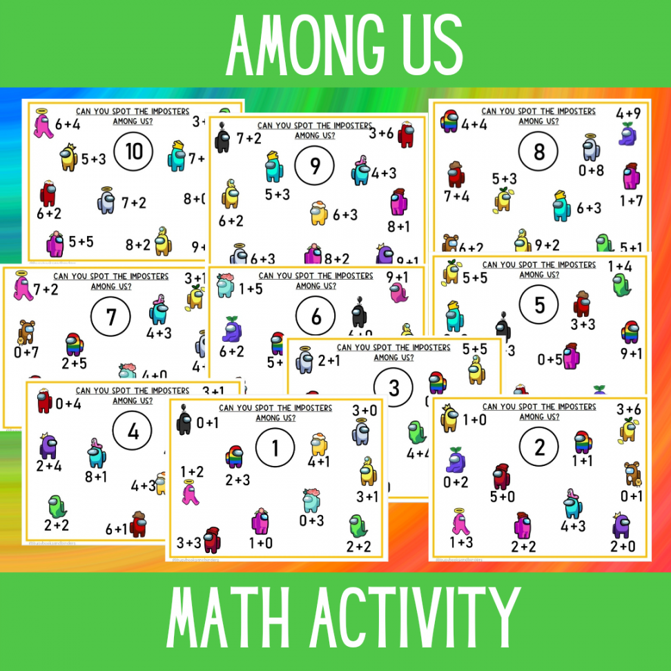 Among Us Math Activity  Addition  Math Worksheets