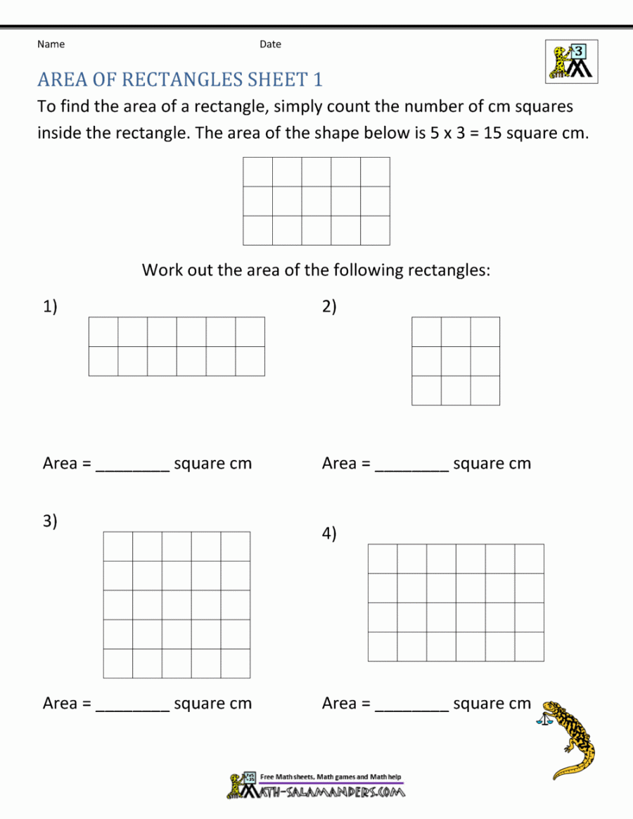 Area of Rectangle Worksheets