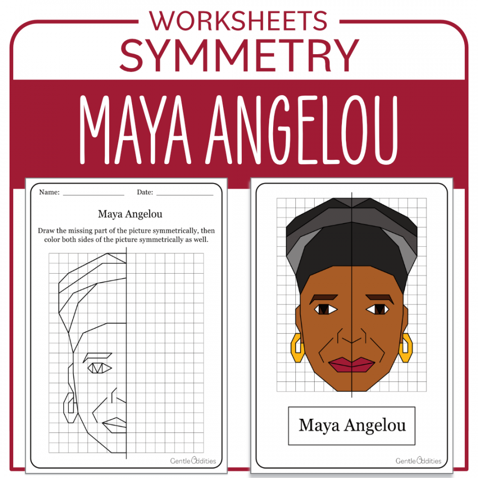 Black History Month Math activity Maya Angelou Symmetry Math Centers