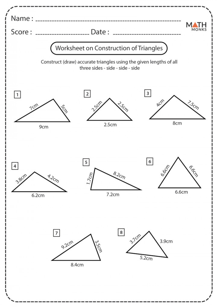Constructing Triangles Worksheets - Math Monks