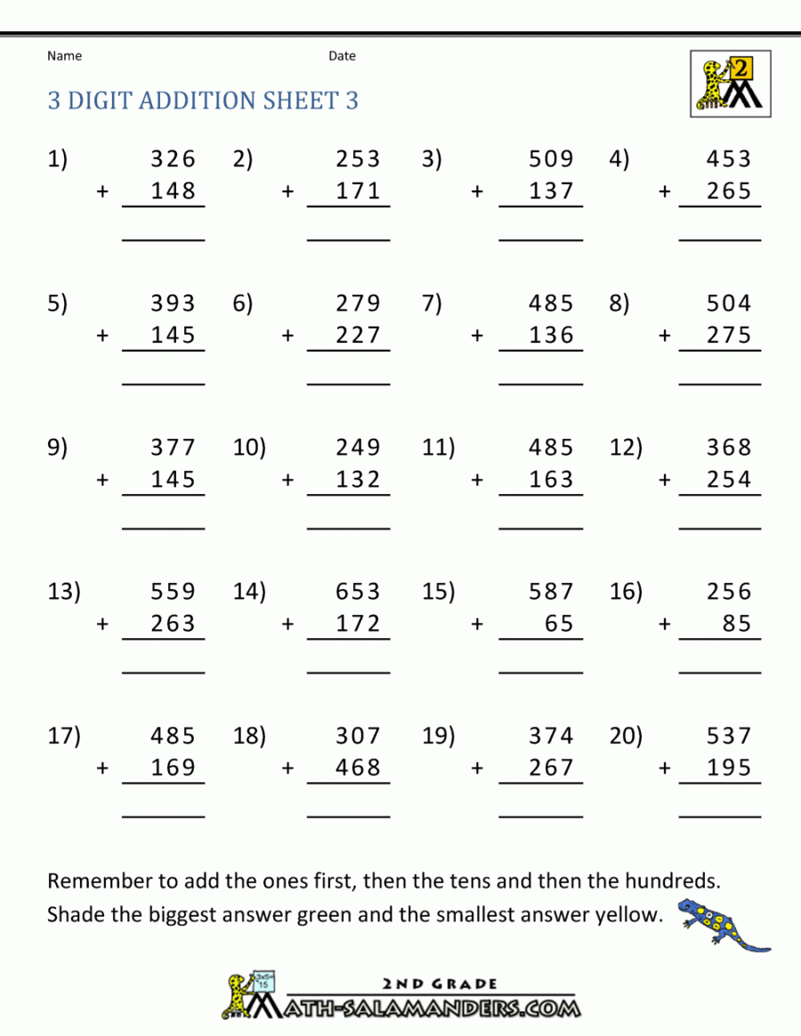 Digit Addition Regrouping Worksheets