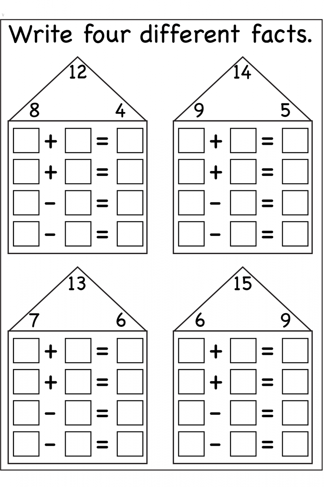 Fact Family Worksheets Printable  Activity Shelter  Fact family