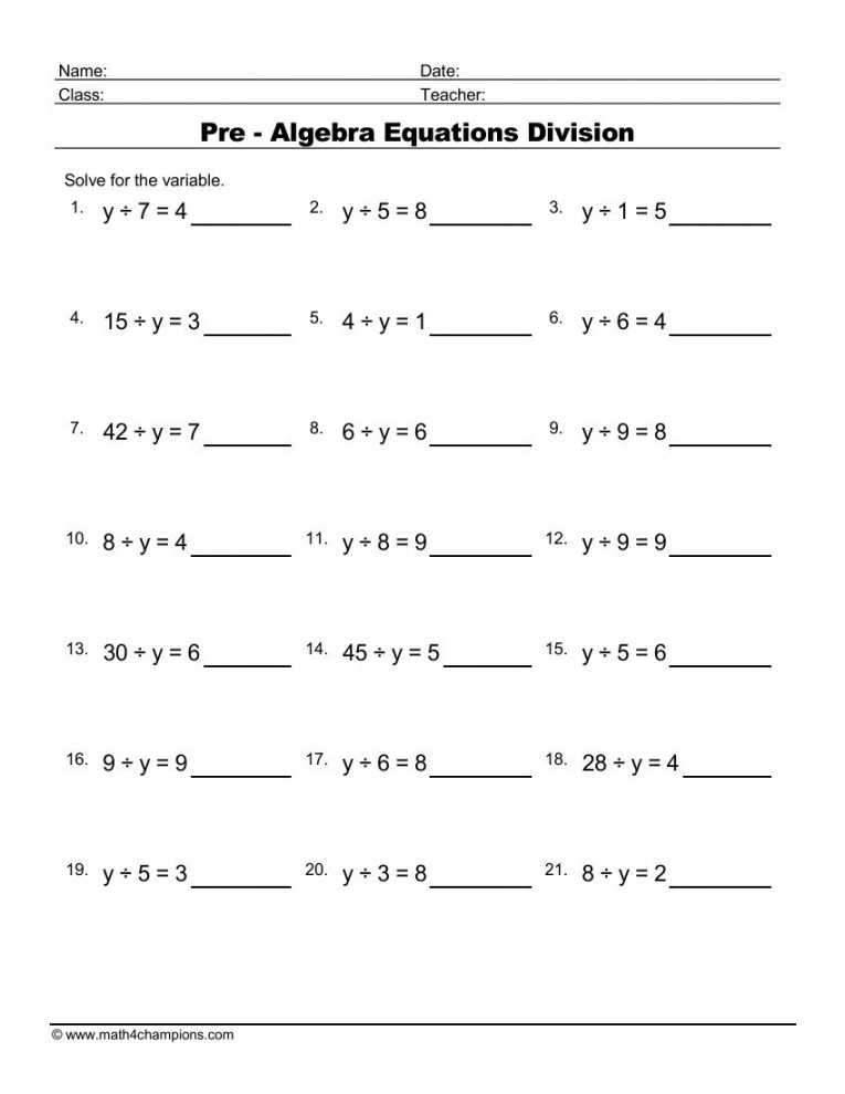 Free Algebra Worksheets pdf downloads  MATH ZONE FOR KIDS