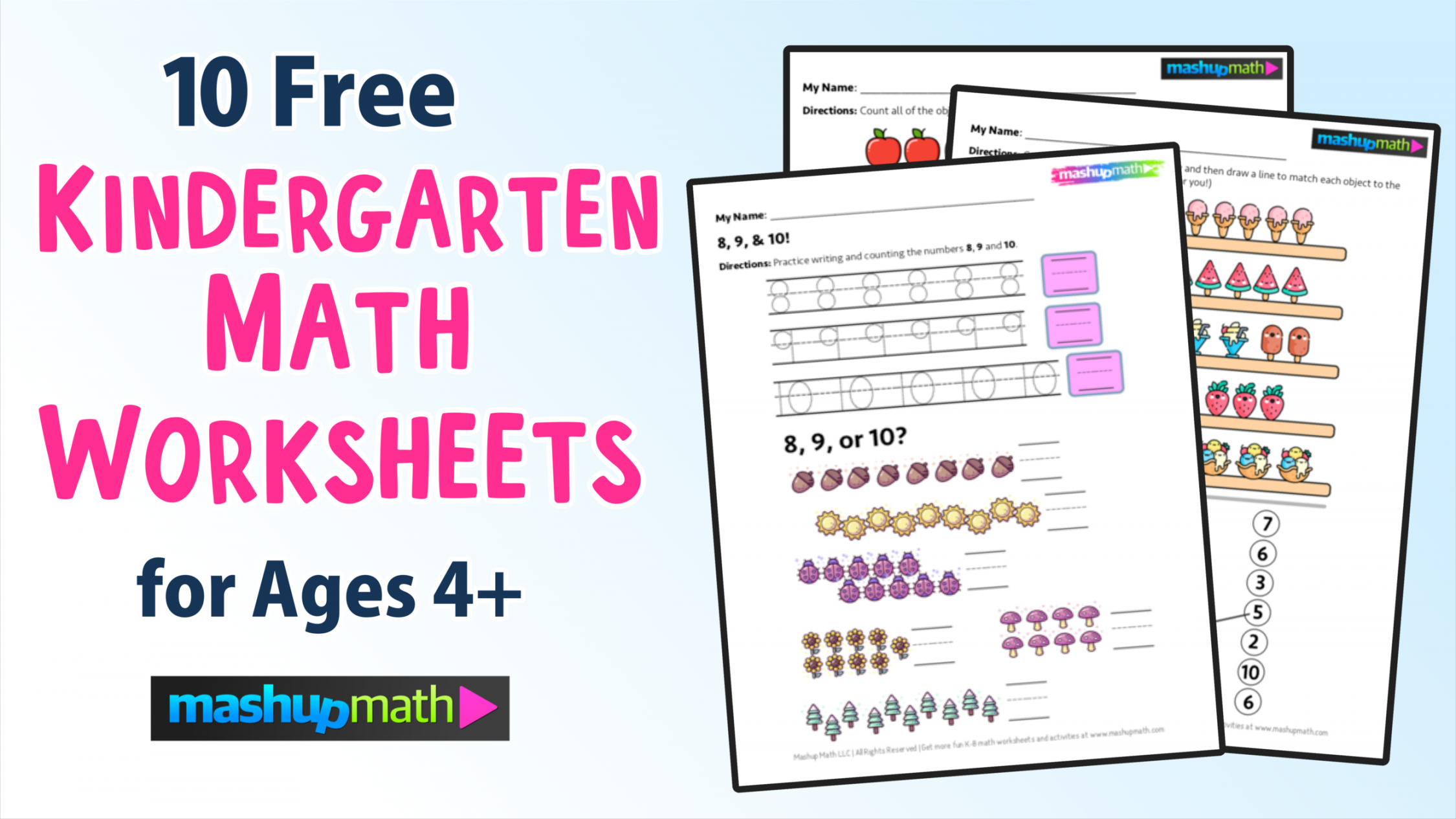 Free Kindergarten Math Worksheets (PDF Downloads) — Mashup Math