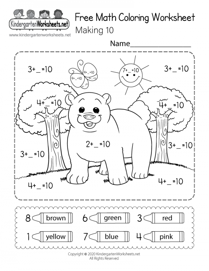 Free Math Coloring Worksheet for Kindergarten - Making