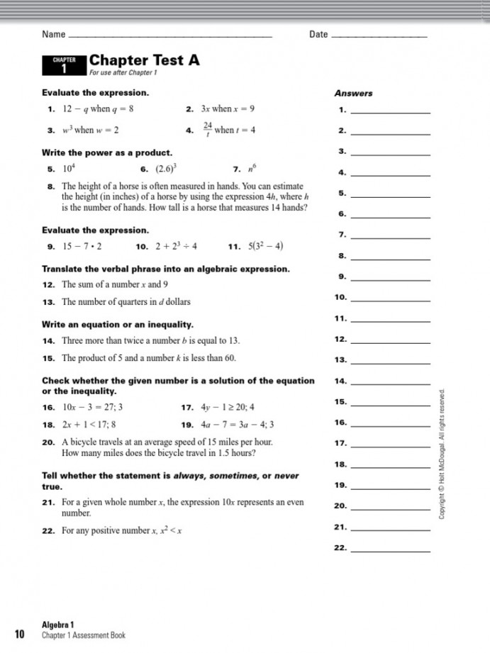 Holt Algebra  - Chapter 0 Test PDF  PDF  Celsius  Function