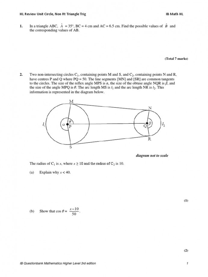 IB Mathematics Trigonometry Questions  PDF  Triangle  Trigonometry