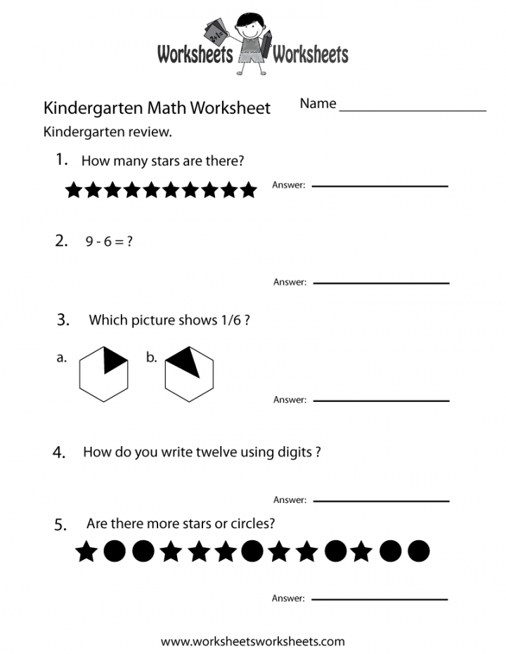 Kindergarten Math Review Worksheet Printable  Kindergarten math