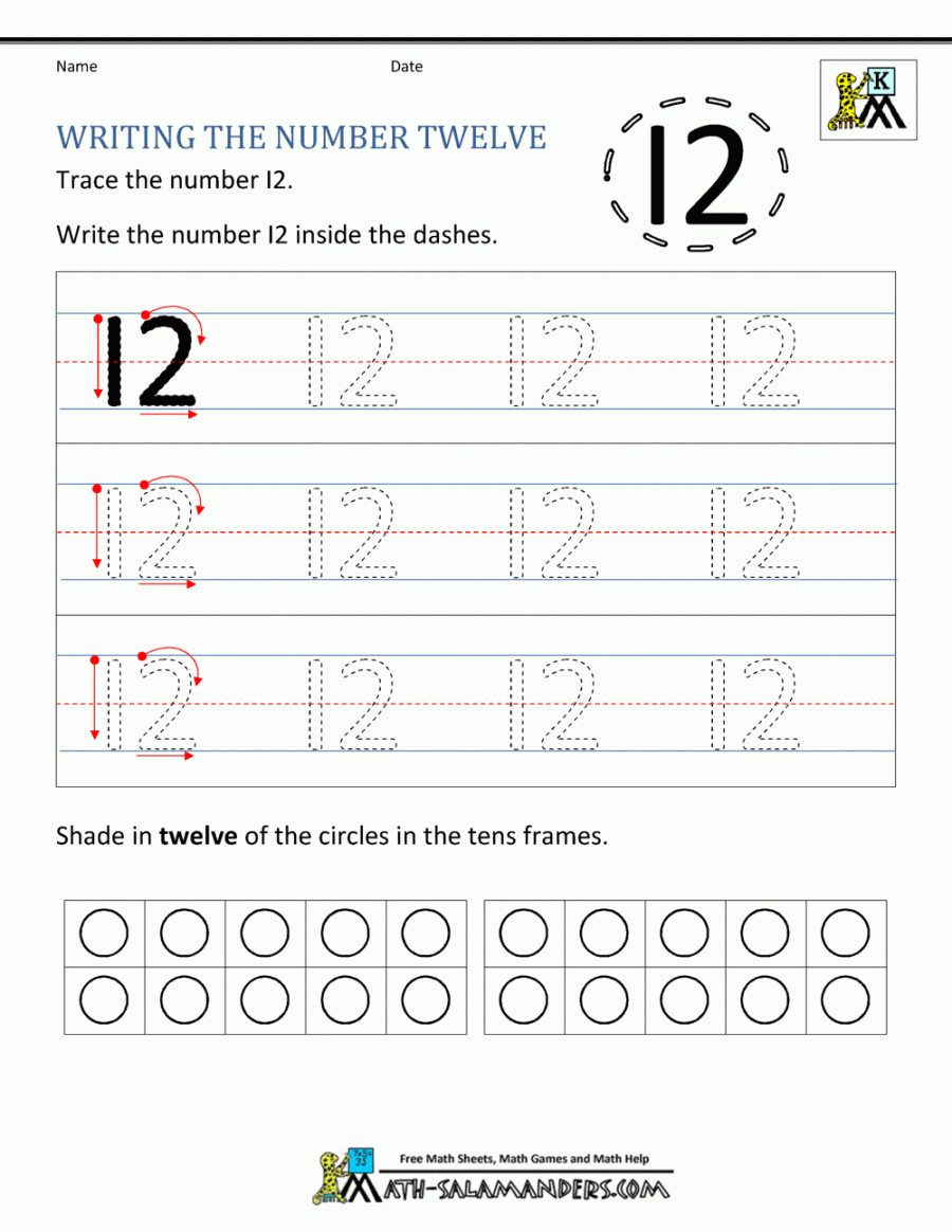 Kindergarten Writing Worksheets - Numbers to  to