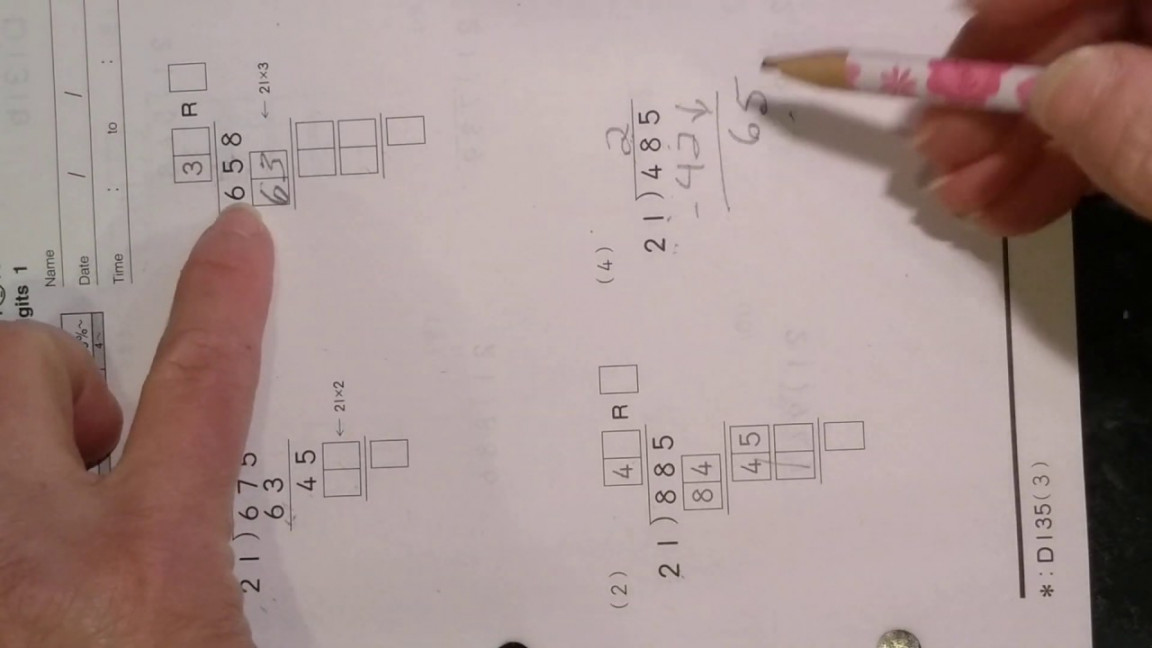 Level D Math Long Division - using what you know and recognizing patterns