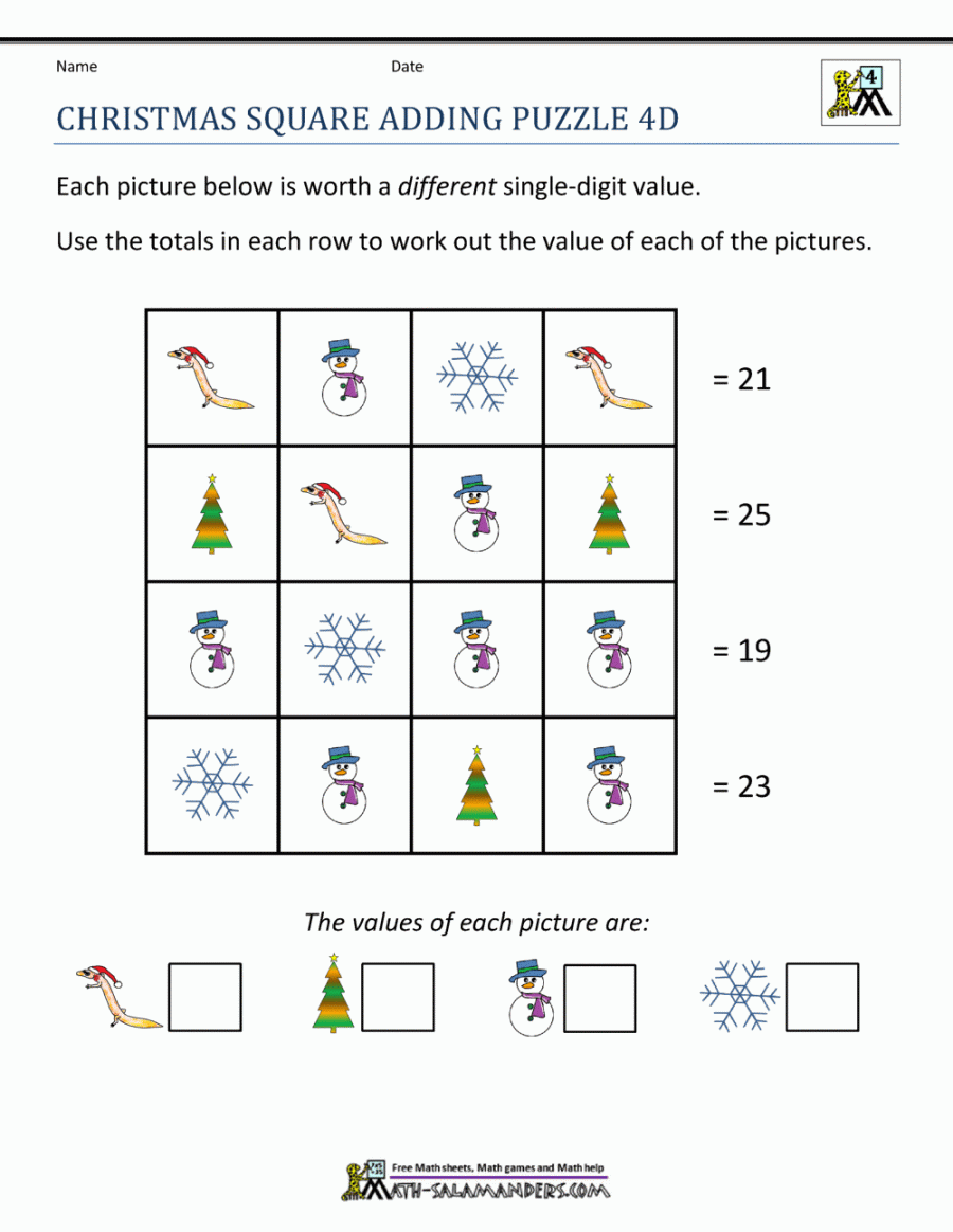 Math Christmas Activities th Grade