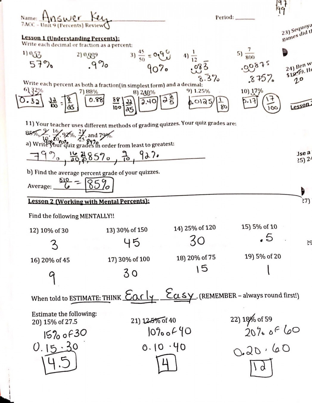 Packets & Worksheets - Sagamore th Grade Math