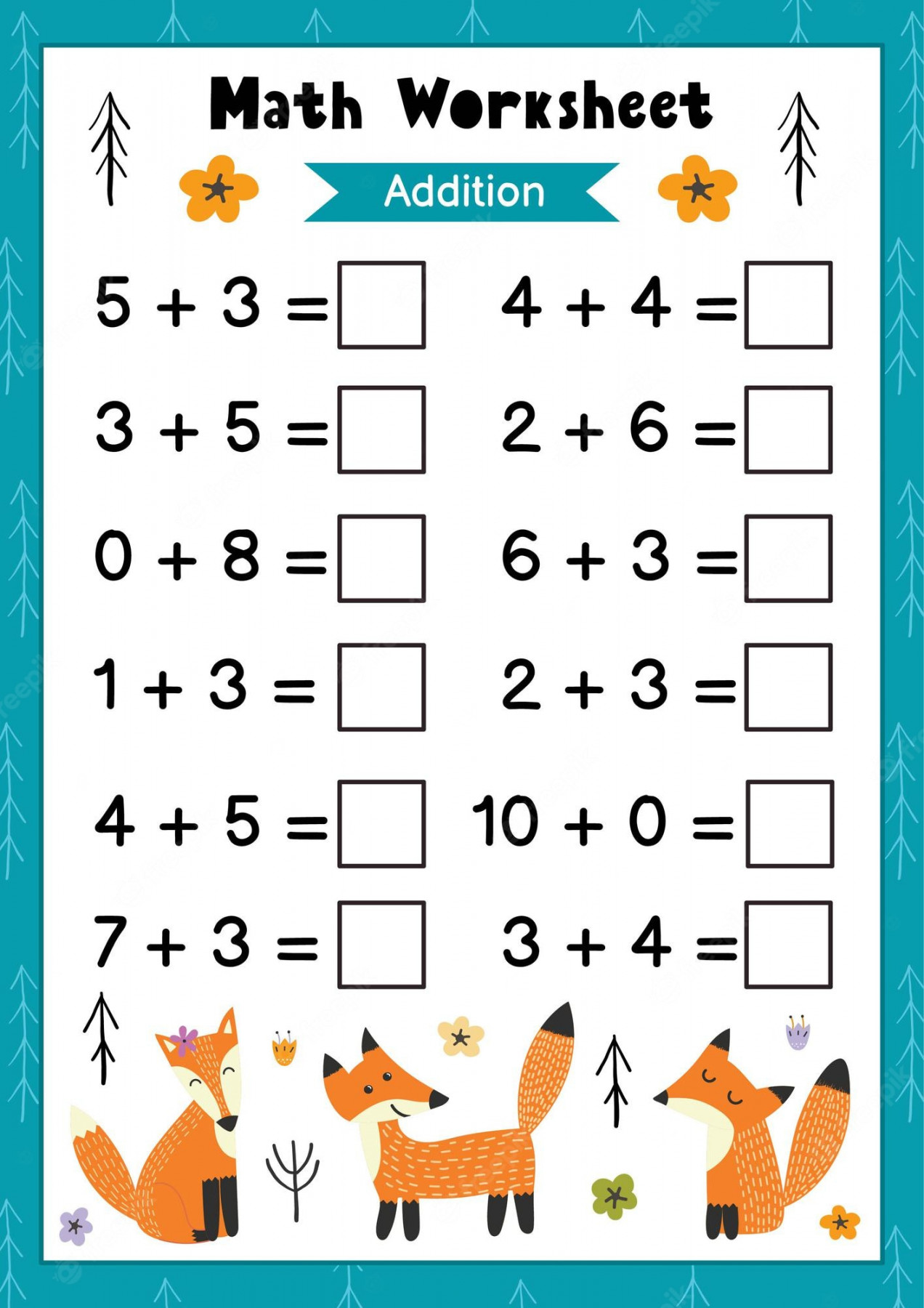 Premium Vector  Math worksheet for kids