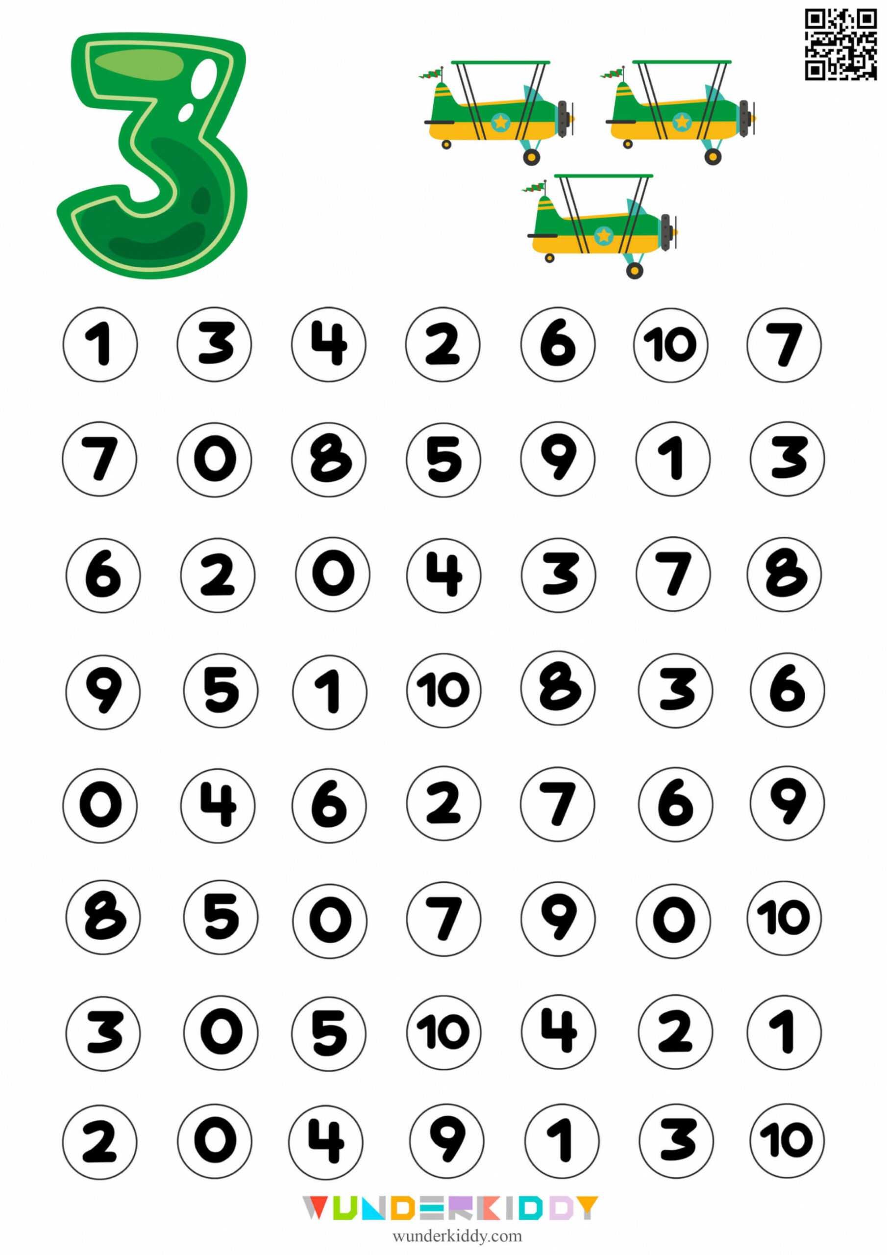 Printable Number Recognition Worksheet for Kindergarten