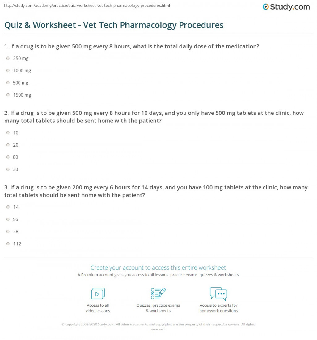 Quiz & Worksheet - Vet Tech Pharmacology Procedures  Study