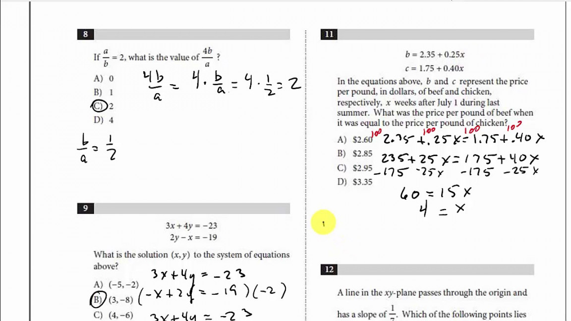 SAT Math Prep - No Calculator Practice Test