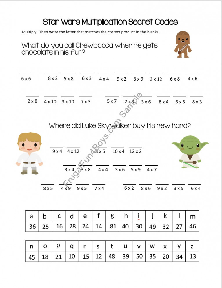 Star Wars Multiplication Practice Puzzle for Little Jedis - Frugal