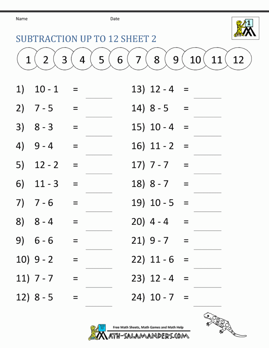 Subtraction Facts Worksheets st Grade