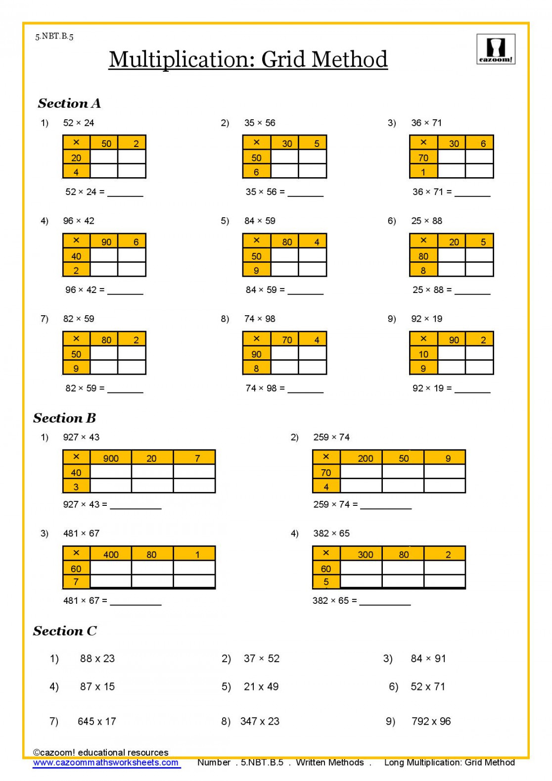 th Grade Math Worksheets PDF  Printable PDF Worksheets