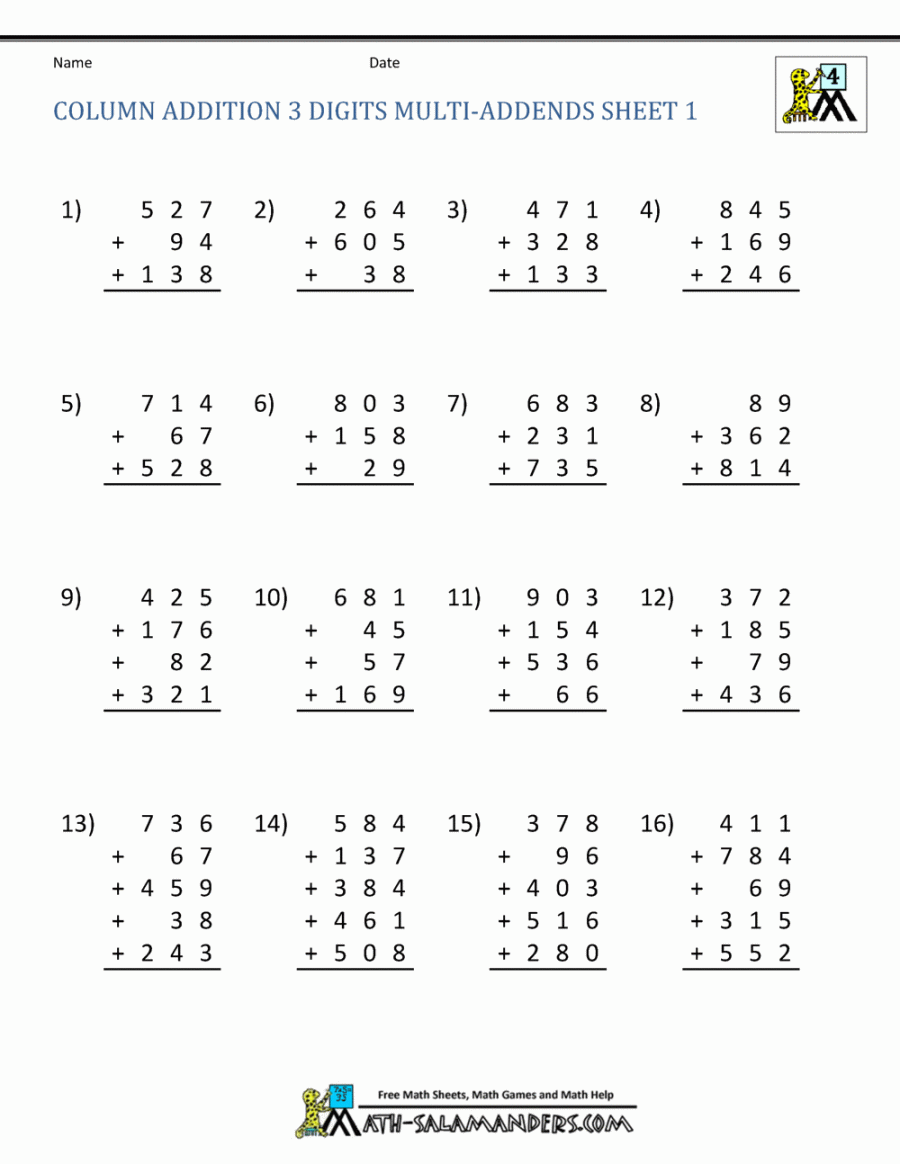 Addition Regrouping Worksheet th Grade