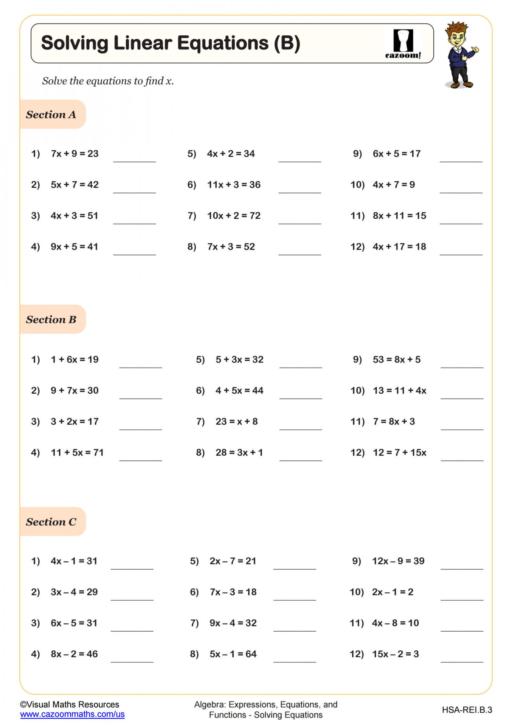 Algebra  Worksheets with Answers PDF  Printable Algebra  Math