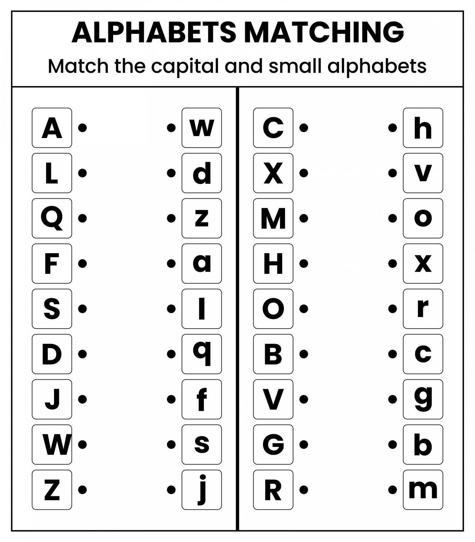 Alphabet Matching Worksheets For Kindergarten Pdf  Alphabet
