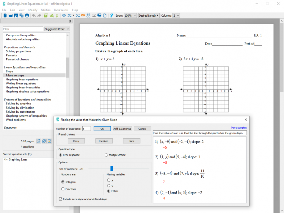 APP] Kuta Software Free Mathematics Worksheet Generator - interes
