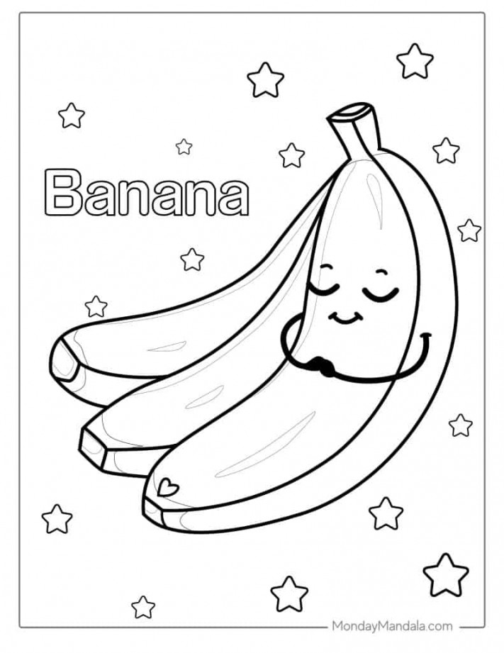 Banana Coloring Pages (Free PDF Printables)