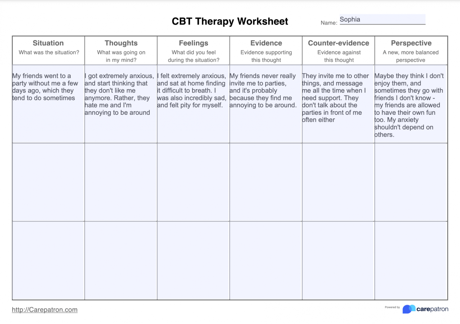 CBT Therapy Worksheet & Example  Free PDF Download