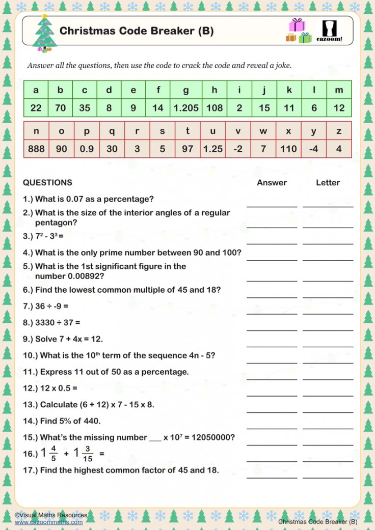 Christmas Maths Worksheets - Printable Christmas Worksheets Maths