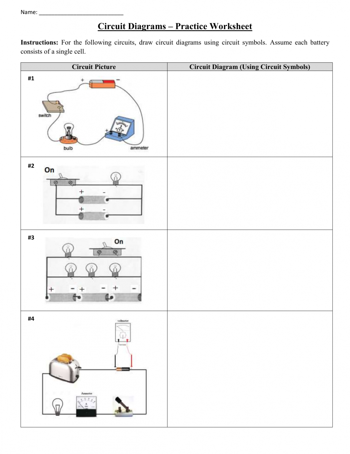 circuit diagrams practice worksheet