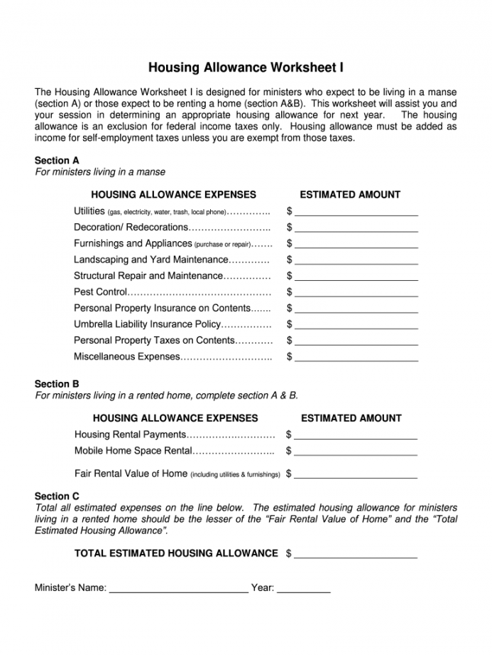 Clergy housing allowance form: Fill out & sign online  DocHub