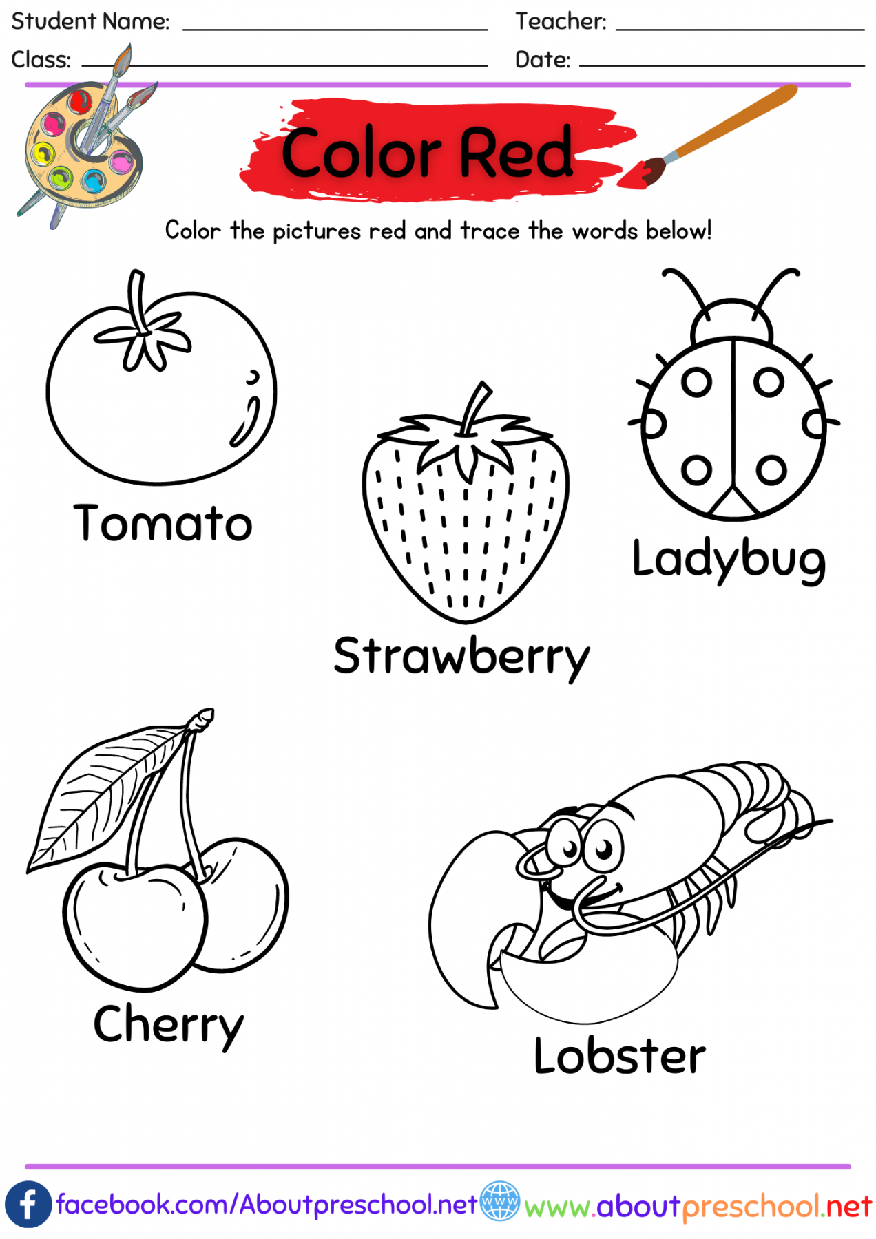 Color worksheets for Kindergarten Archives - About Preschool
