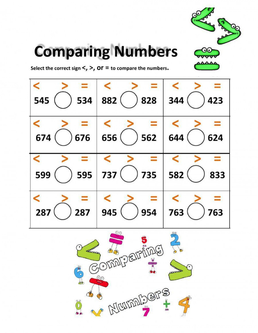 Comparing -digit numbers worksheet  Live Worksheets