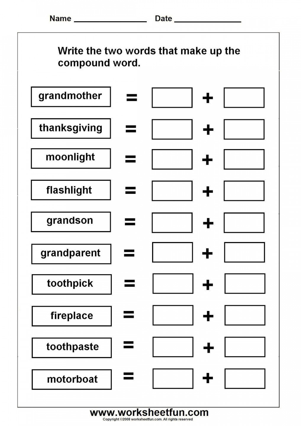 Compound Words Worksheets For nd Grade  Compound words