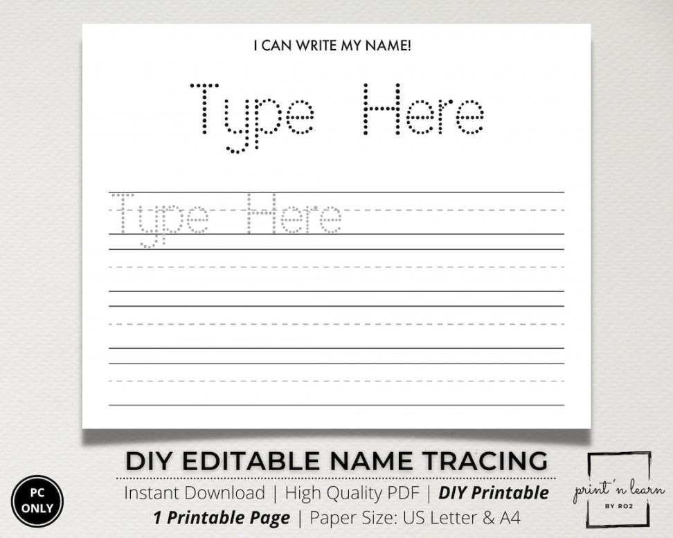 Custom Name Tracing Sheet Handwriting Practice Name Writing - Etsy
