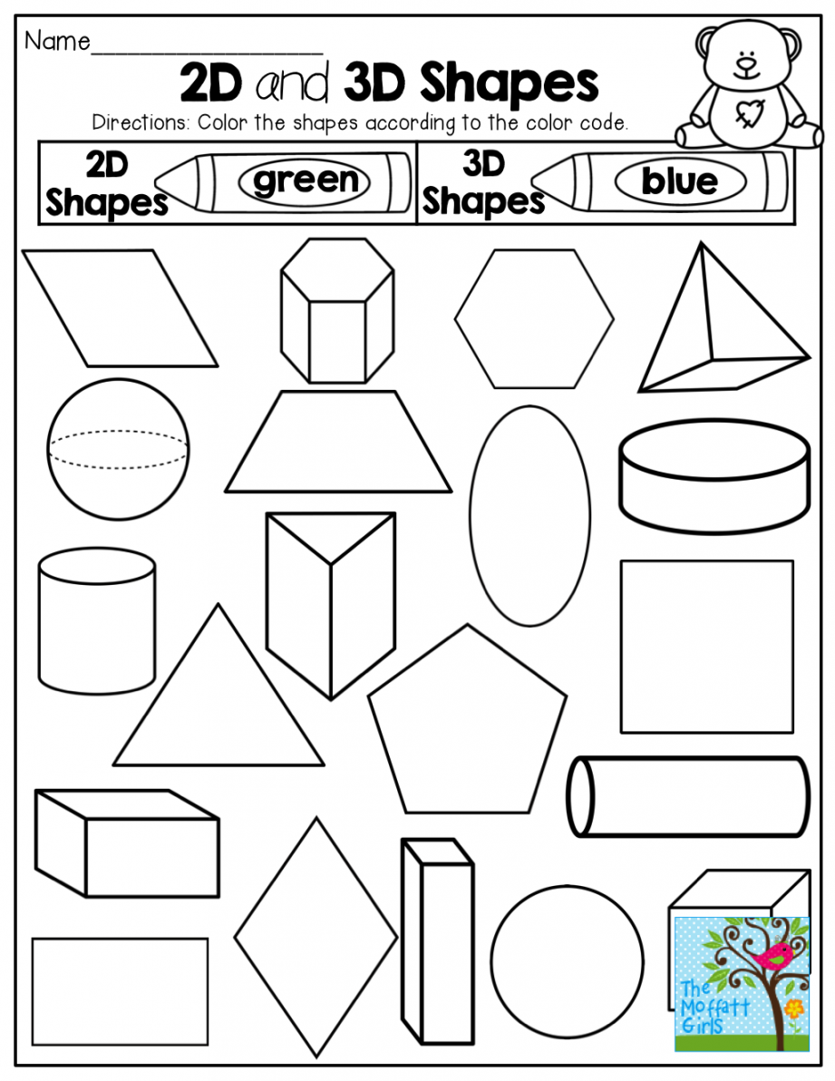 -D and -D Shapes! Color by the code! Tons of fun printables