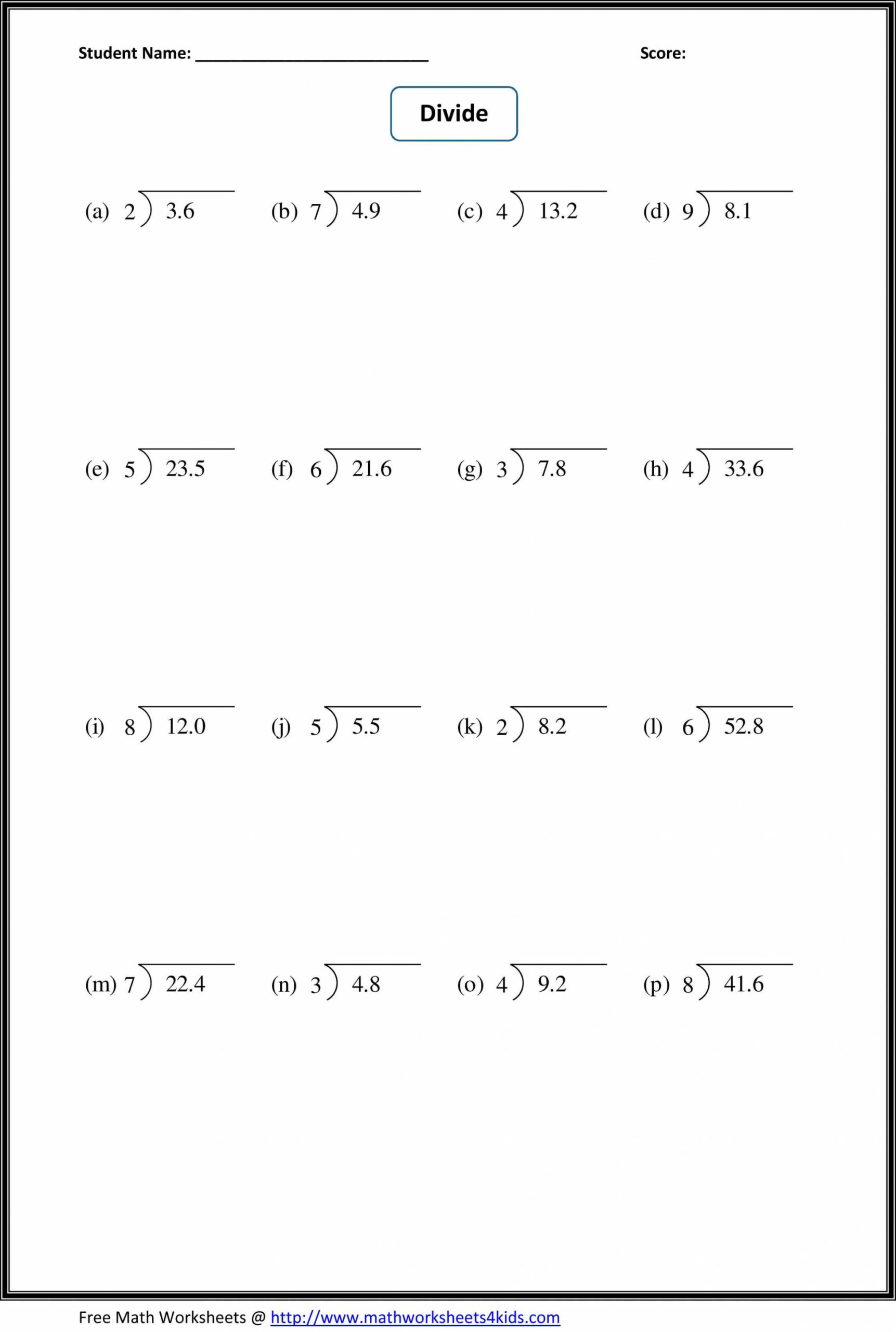 Dividing Decimals Worksheets  Decimals worksheets, Math division