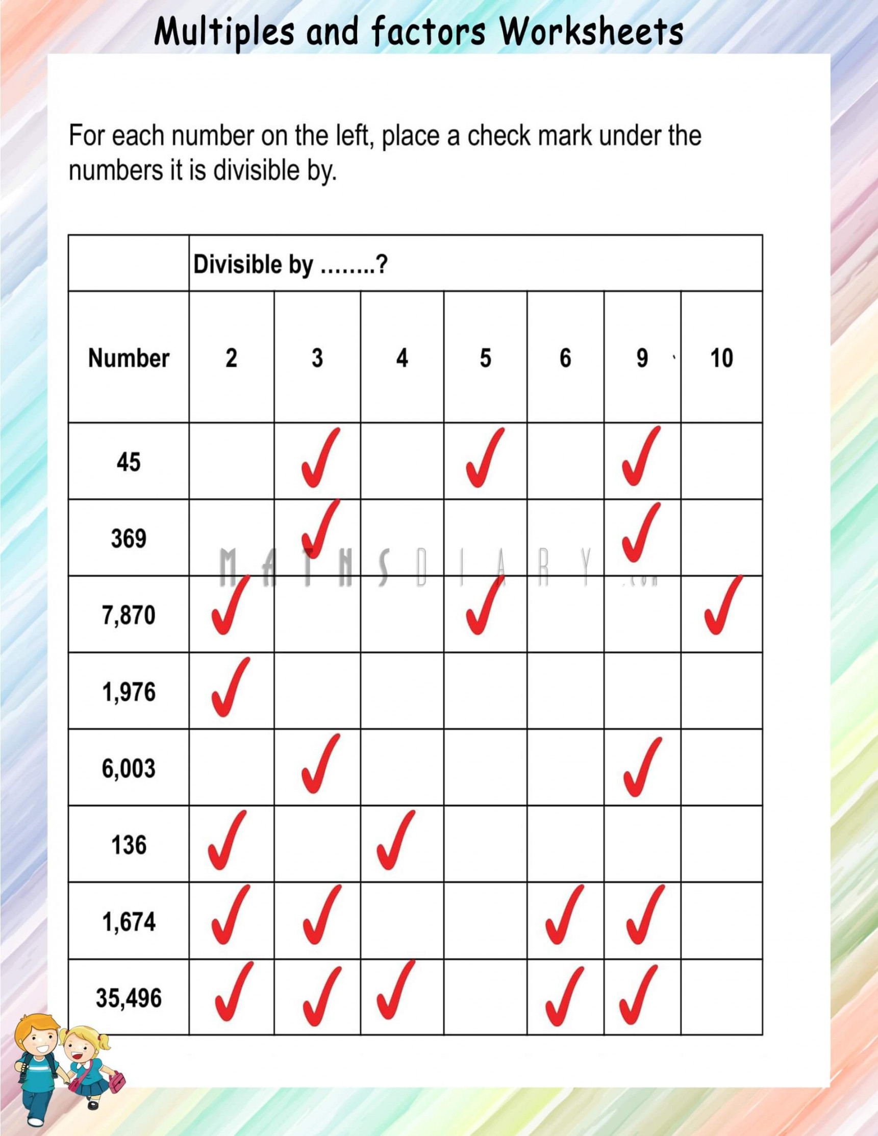 Divisibility Rules Worksheets - Math Worksheets - MathsDiary