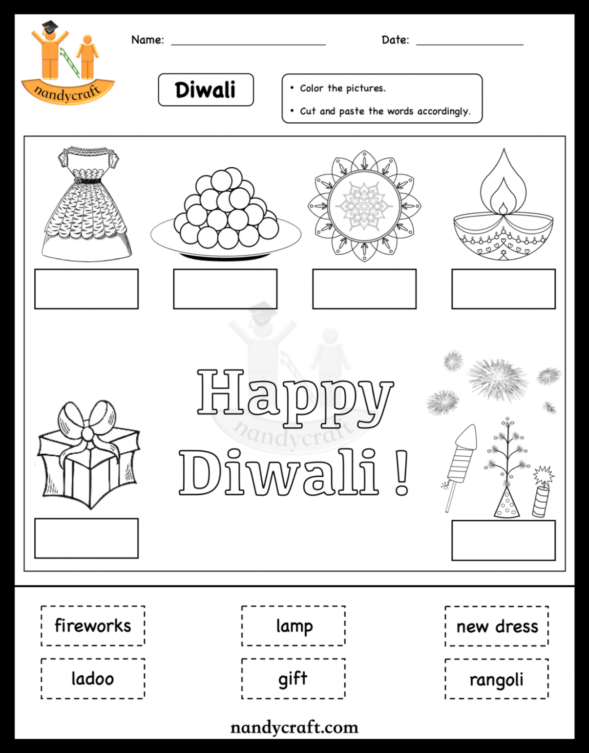 Diwali  Cut and Paste  NandyCraft