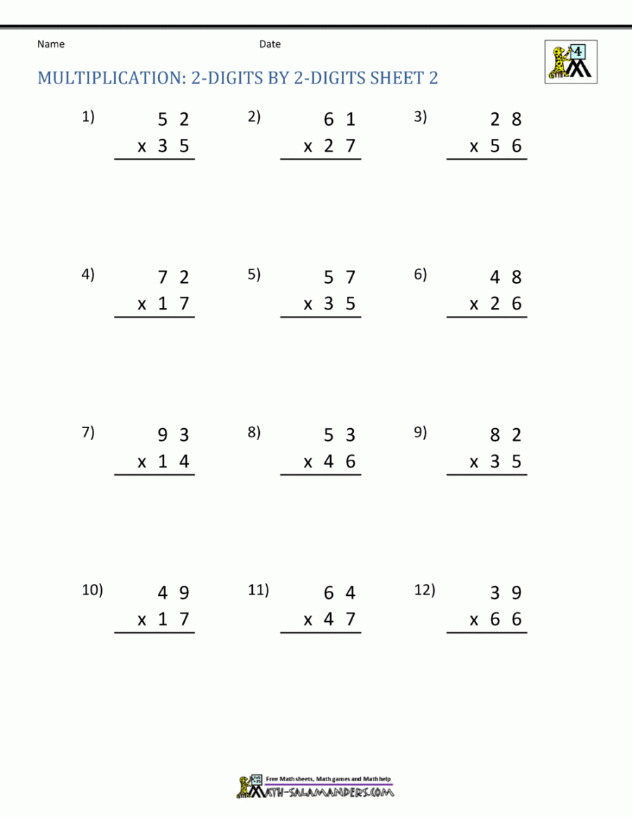 Double Digit Multiplication Worksheets th Grade